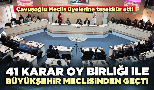 41 Karar oy birliği ile Büyükşehir Meclisinden geçti