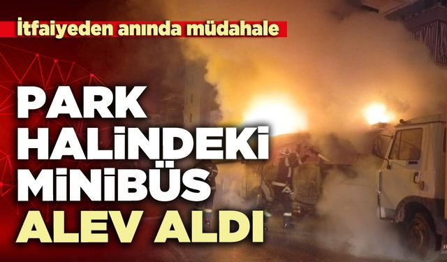 Park halindeki minibüs alev aldı