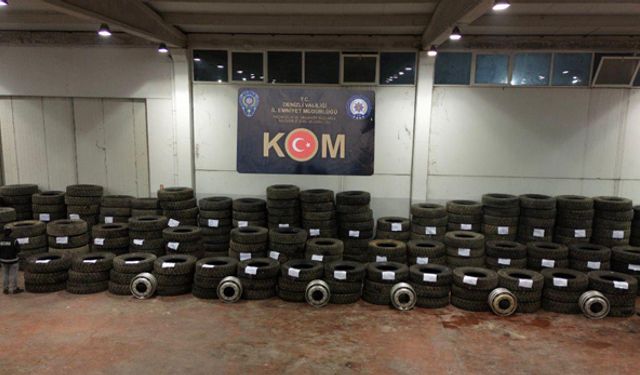 Denizli'de 3 milyon TL değerinde kaçak lastik ve jant ele geçirildi