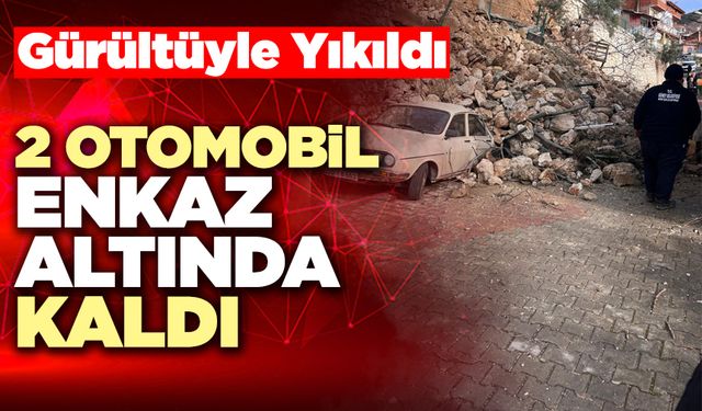 2 Otomobil Enkaz Altında Kaldı