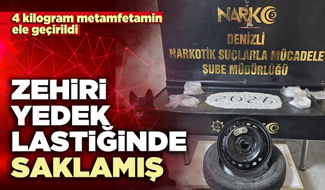 Zehiri yedek lastiğinde saklamış
