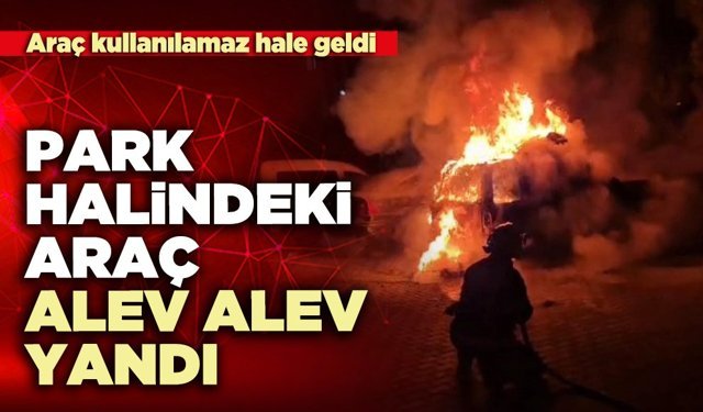 Park halindeki araç alev alev yandı