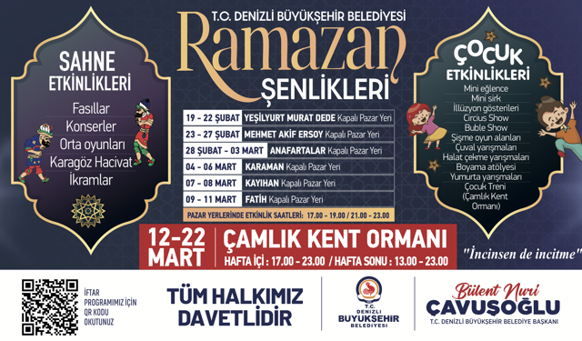 Denizli Büyükşehir Belediyesi Ramazan Şenlikleri 19-20 Şubat 2026 Popup Duyuru