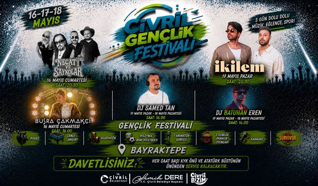 Çivril Belediyesi 19 Mayıs Gençlik Festivali 15 Mayıs 2026 Pop-up Reklamı