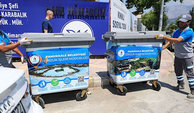 Pamukkale’de çöp konteynerleri güzelleşti