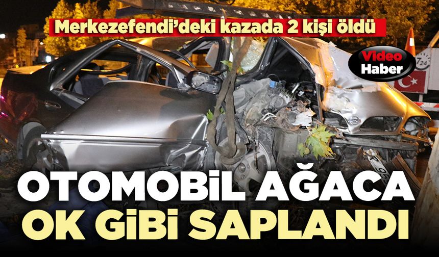Otomobil ağaca ok gibi saplandı: 2 kişi öldü