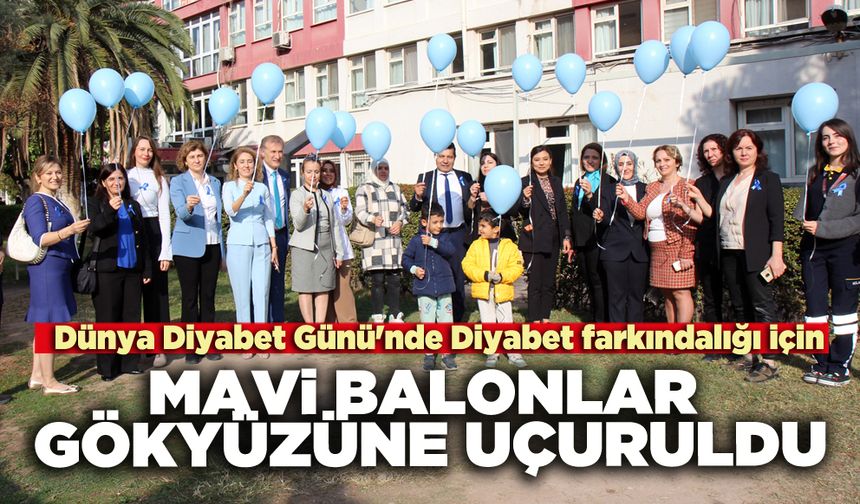 Dünya Diyabet Günü'nde mavi balonlar gökyüzüne uçuruldu