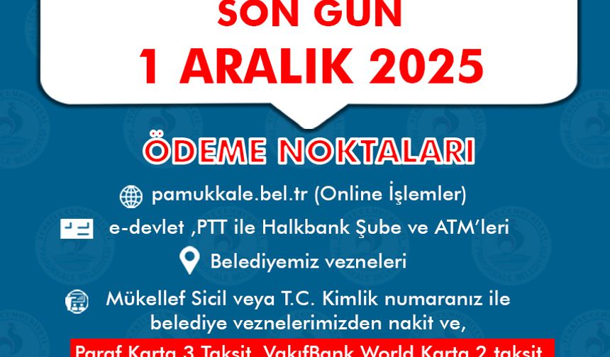 Pamukkale Belediyesi Vergi Ödemeleri Duyuru İlanı 17-18 Kasım 2025 Popup Reklamı