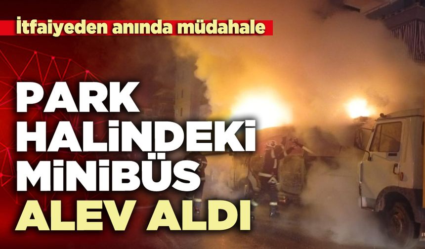 Park halindeki minibüs alev aldı