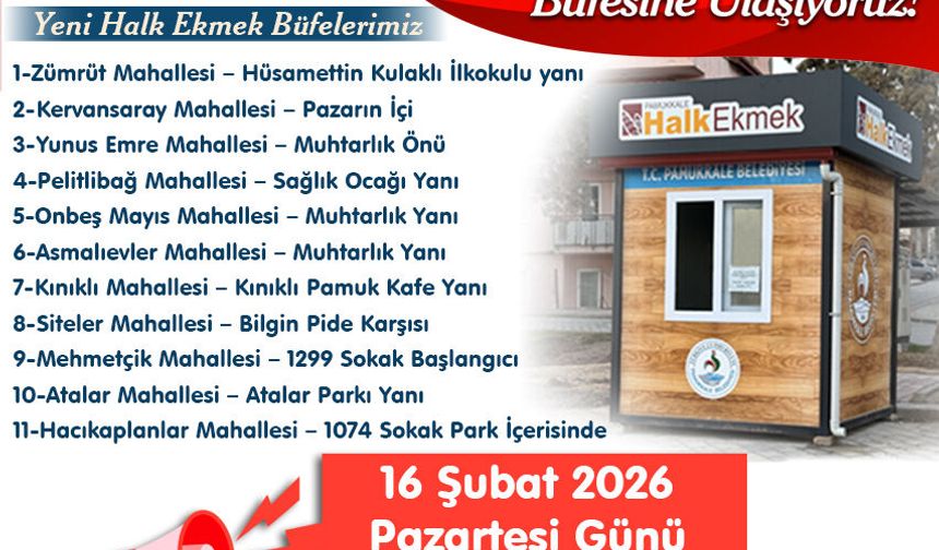 Pamukkale Belediyesi Halk Ekmek Popup Duyuru 15-16 Şubat 2026
