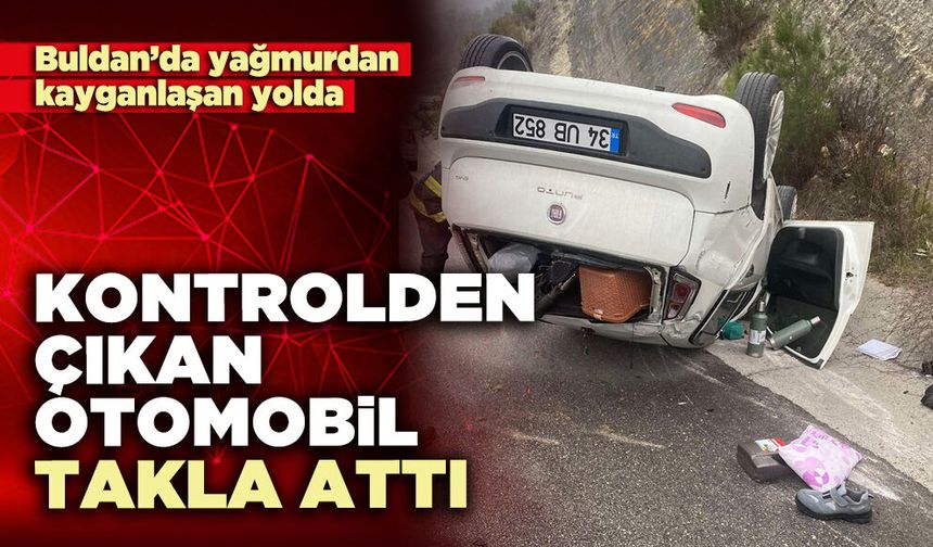 Kontrolden çıkan otomobil takla attı