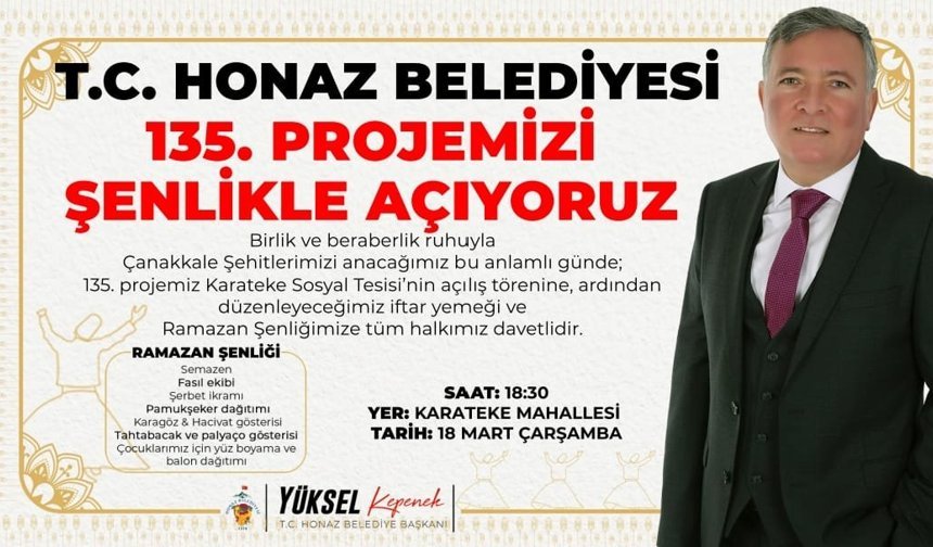 Honaz Belediyesi Açılış Programı Popup İlanı 17 Mart 2026