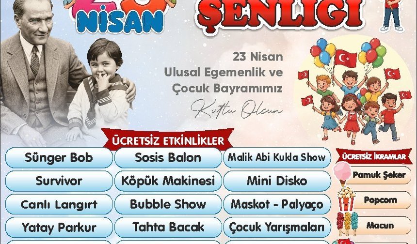 Pamukkale Belediyesi 23 Nisan Çocuk Şenliği 20 Nisan Popup Reklamı