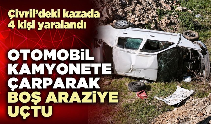 Otomobil kamyonete çarparak boş araziye uçtu