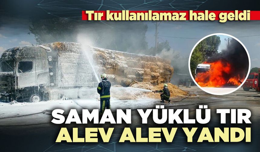 Saman yüklü tır alev alev yandı