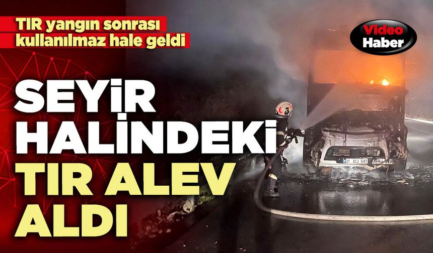 Seyir halindeki tır alev aldı