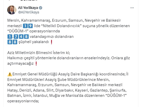 Düğüm 1 Operasyonu