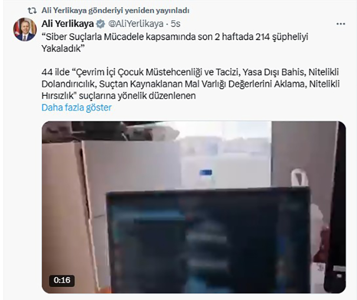 Ali Yerlikaya Siber Suçlar