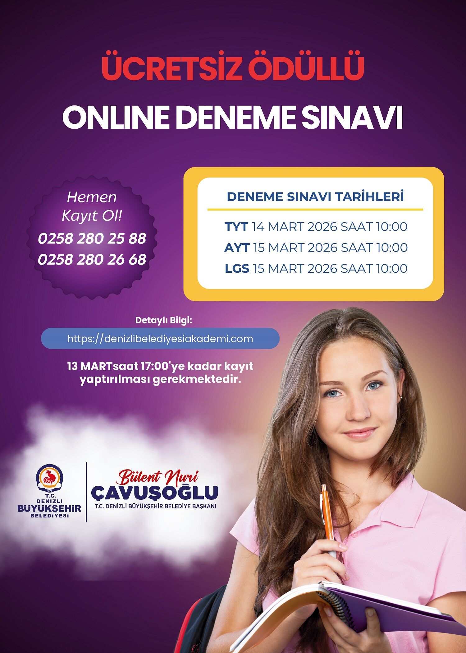 Denizli Büyükşehir’den Öğrencilere Aylık Online Deneme Sınavı Desteği