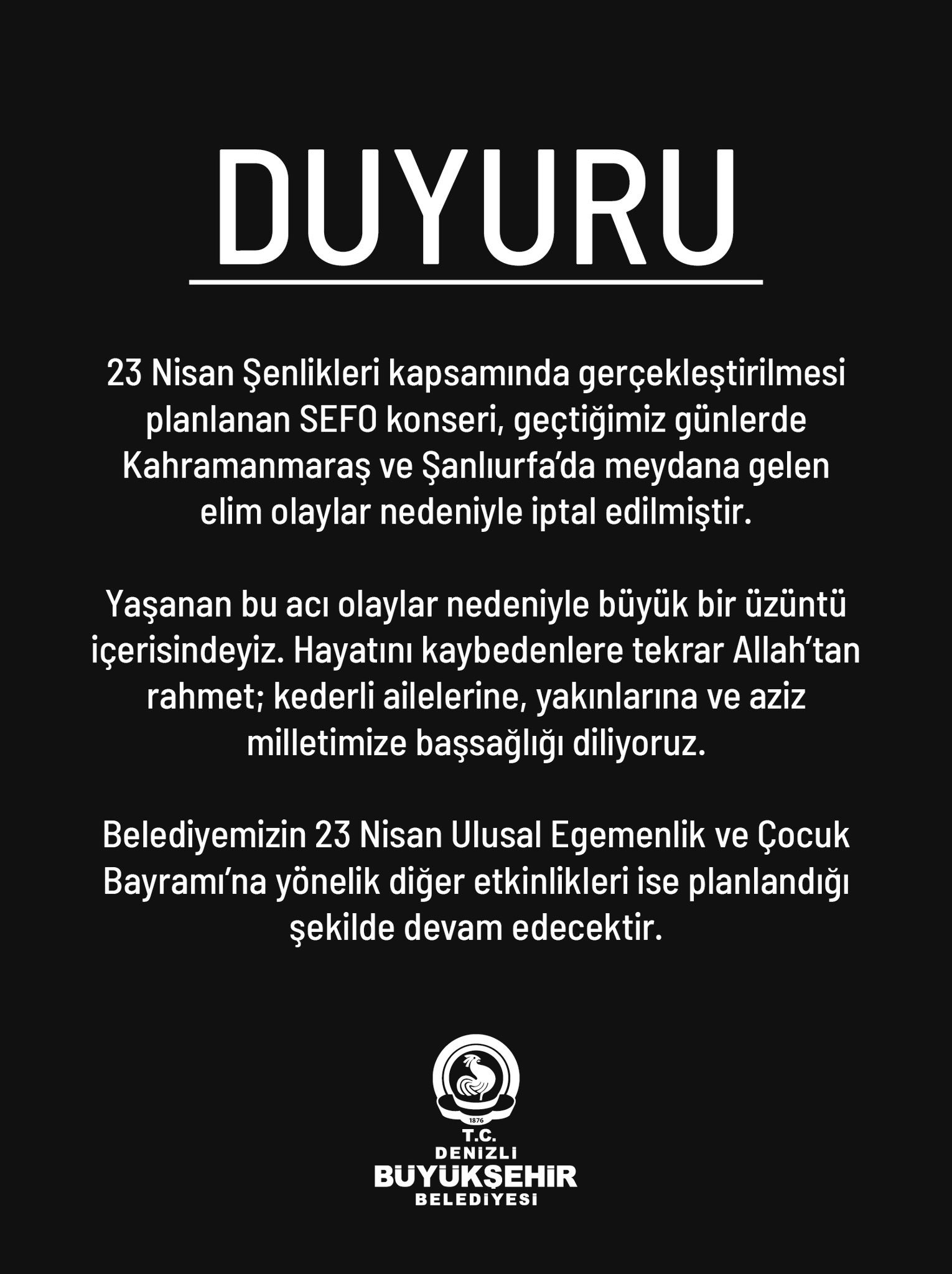 Büyükşehir’den 23 Nisan Açıklaması
