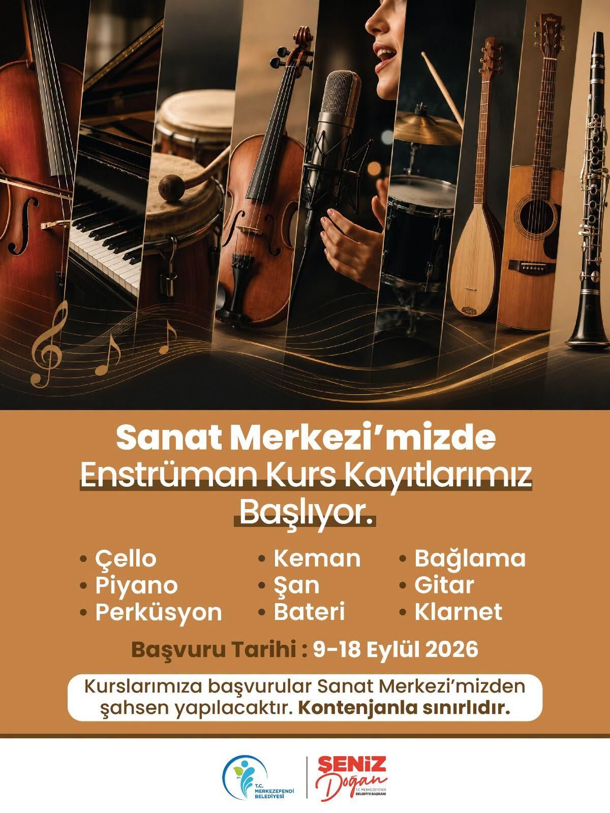 Merkezefendi̇ Sanat Merkezi̇’nde Enstrüman Kurs Kayitlari Başliyor